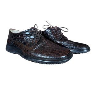 Sesto Meucci women's brown crocodile embossed leather lace-up shoes 6 1/2M